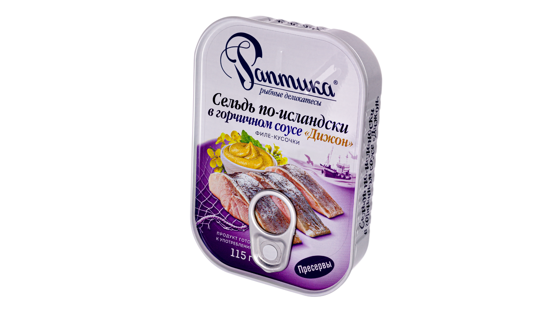Сельдь тихоокеанская соленая филе-кусочки в  горчичном соусе "Дижон"